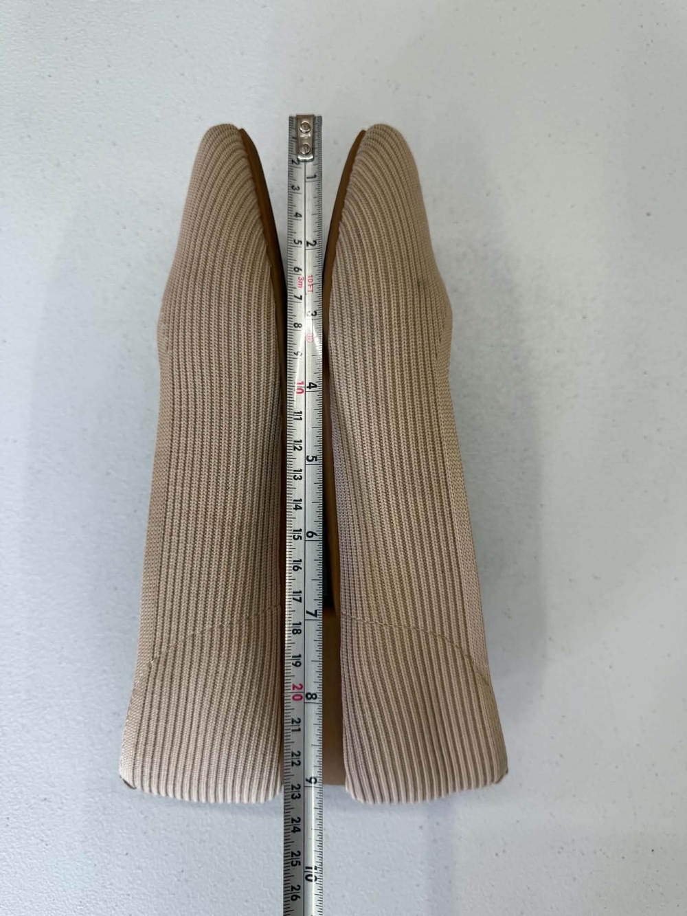 Vivaia Square-Toe V-Cut Flats (Margot 2.0 Beige Ribbed Knit Ballet Flats - Picture 7 of 11